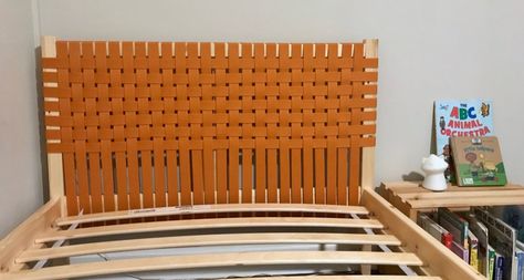 Upholster your headboard with woven canvas - IKEA Hackers Ikea Fjellse, Ikea Bed Frame, Ikea Headboard Hack, Canvas Headboard, Headboard Hack, Woven Headboard, Ikea Headboard, Ikea Bed Frames, Ikea Bed Hack