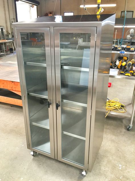 Stainless Door Design, Stainless Steel Furniture Design, Steel Cupboard Design, Stainless Steel Kitchen Shelves, Restaurant Kitchen Design, Stainless Steel Kitchen Cabinets, Commercial Kitchen Design, Steel Railing Design, Window Glass Design