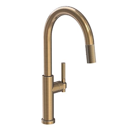 Muncy - Pull-down Kitchen Faucet - 3290-5143 - || Newport Brass Aged Brass Kitchen Faucet, Brushed Brass Kitchen Faucet, Antique Brass Kitchen Faucet, Unlacquered Brass Kitchen Faucet, Kohler Kitchen Faucet, Bronze Kitchen Faucet, Antique Brass Faucet, Pull Down Kitchen Faucet, Brass Kitchen Faucet