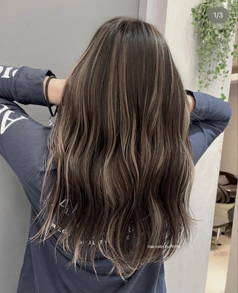 Cool Mocha Brown Hair, Subtle Skunk Hair, Milk Tea Highlights On Black Hair, Warm Tone Hair Color Ideas, Warm Tone Highlights, Light Brown Highlights On Dark Hair, Ash Brown Highlights, 2024 Hair Trends For Women, Ash Blonde Hair Balayage