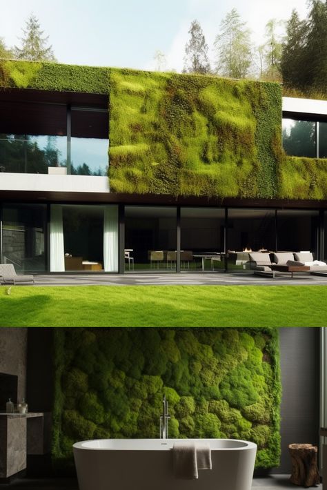 A tranquil interior featuring a lush green moss wall, blending nature-inspired design and environmental benefits for a soothing, eco-friendly space. Decorate Cubicle At Work, Baddie Bedroom Ideas, Room Ideas Aesthetic, Living Art, Moss Wall, Sustainable Garden, Rustic Kitchen Decor, Green City, Art Green