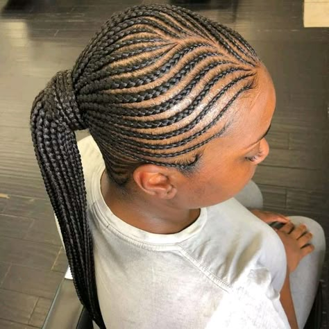 Suku Hairstyle With Attachment, Medium Feed In Braids Ponytail, Small Feed In Ponytail, Tiny Cornrows, Cornrows With Box Braids, To Braids, Feed In Ponytail, Latest Hair Braids, Cornrows Natural Hair