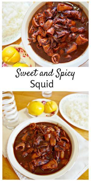 This sweet and spicy squid is a delicious way to serve squid with its tasty and rich sauce. Filipino Squid Recipe, Squid Recipes Asian, Squid Recipes Easy, Seafoods Recipe, Pilipino Recipe, Light Lunch Recipes, Squid Dishes, Easy Filipino Recipes, Squid Fishing