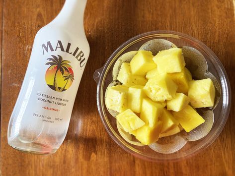 TikTok's Adult Pineapple Recipe | POPSUGAR Food Malibu Soaked Pineapple, Beach Snacks For Adults, Beach Foods, Beach Day Food, Trip Vibe, Beach Snack, Beach Eats, Boozy Treats, Adult Snacks