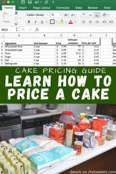 Cake Pricing Chart, Cake Pricing Guide, Cupcake Prices, Bakery Business Plan, Home Bakery Business, Cookie Business, Cake Pricing, Pricing Guide, Baking Business