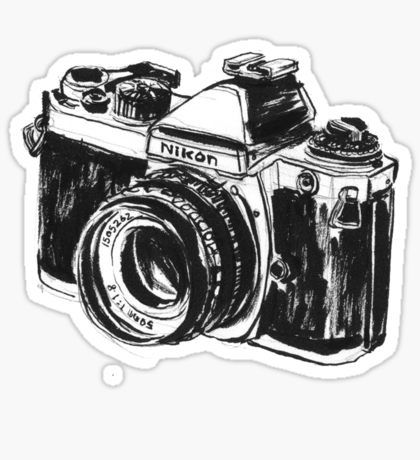 Camera Sticker Vintage Camera Sketch, Watercolor Whimsy, Piercing Inspiration, Black And White Stickers, Photography Quotes, Vintage Png, Kiosk Design, Tumblr Stickers, Old Camera