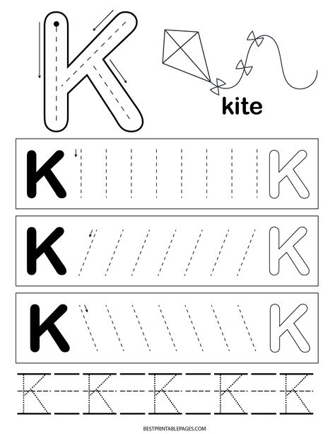 Preschool Letter I Worksheets, Letter K Tracing Worksheet, K Pictures Letter, K Is For Craft, Letter K Preschool Activities, Letter K Worksheets For Preschoolers, Sea Colouring Pages, Polar Express Printables, Polar Express Printable