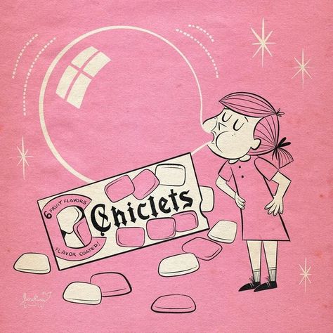 Chewing Gum Illustration, Chewing Gum Aesthetic, Bubble Gum Illustration, Gum Branding, Tf2 Oc, Candy Branding, Extra Chewing Gum, Vintage Fish Poster, Chewing Gum Brands