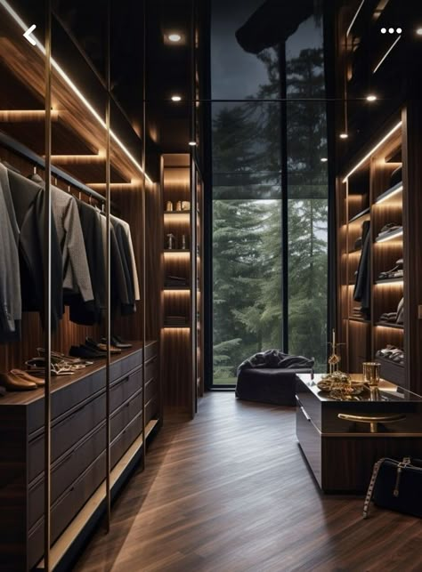 Dark Closets Walk In, Modern Walk In Wardrobe Design, Luxury Modern Closet, Modern Classic Walk In Closet, Walk In Closet Interior Design, Dark Walk In Closet, Walk In Wardrobe Luxury, Modern Luxury Walk In Closet, Modern Walk In Wardrobe