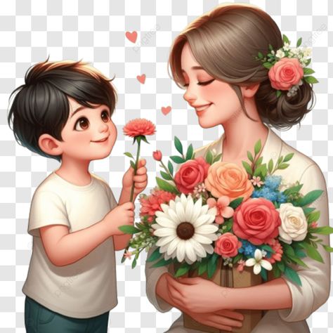 a boy giving his mom flowers on mothers day Mom Flowers, Moms Day, Transparent Image, Happy Mother, Mom Day, Photo Art Gallery, Family Mom, Mothers Day Crafts, A Boy