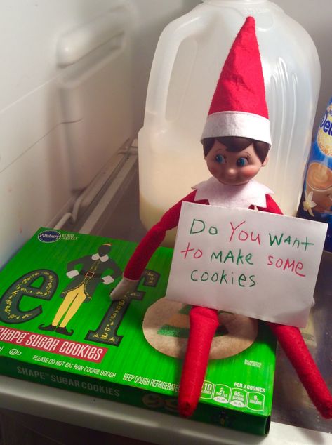 Elf On The Shelf Easy Ideas What To Do, Elf On The Shelf Came Back Ideas, Cookie Elf On The Shelf, Elf On The Shelf Best Ideas, Elf On The Shelf Ideas While Traveling, Elf On The Shelf Lets Make Cookies, Elf On The Shelf Make Cookies, Elf On The Shelf Chicken Bones, Elf On The Shelf Bake Cookies