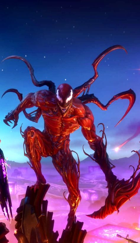 Carnage in Fortnite Chapter 2 Season 8 Best Marvel Villains, Carnage Symbiote, Wallpaper Film, Fortnite Chapter 2, Carnage Marvel, Symbiotes Marvel, Venom Art, Venom Comics, Marvel Venom