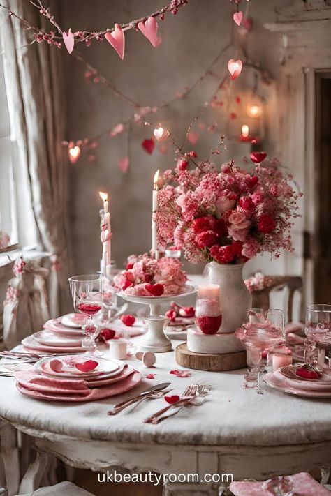 Martha Stewart Valentines Day, Valentine’s Centerpiece, Rose Gold Valentines Day Decor, Vintage Valentines Day Aesthetic, Pink Valentines Decor, Valentines Wedding Ideas, Valentines Bedroom Decor, Classy Valentines Decor, Farmhouse Valentines Day Decor