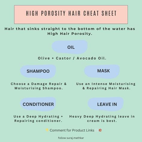 Sharing the Cheat Sheet - Weekly Routine for HIGH Porosity Hair ✨ ✅ Following this basic Hair Care routine can fix majority of the problems; incase any more queries feel free to Comment down. 🤝 Make sure you follow me to receive the Links 🔗 in your DM💌 #highporosityhair #highporosity #hairproducts #haircare #haircaretips #surajmathkar How To Take Care Of High Porosity Hair, Hair Care For High Porosity Hair, High Porosity Hair Care Routine, High Porosity Hair Routine, Oils For High Porosity Hair, High Hair Porosity, High Porosity Hair Tips, Black Hair Care Routine, High Porosity Hair Care