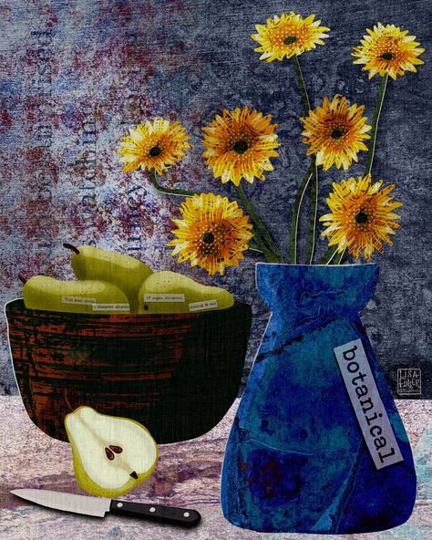 Still Life Collage Art Projects, Collage Still Life, Still Life Collage, Collage Flowers, Life Collage, Botanical Collage, Digital Collage Art, Collage Art Projects, Flower Collage