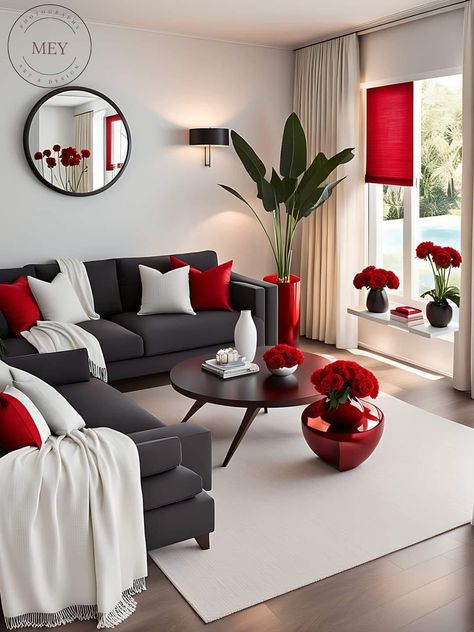 Red Living Room Decor, Living Room And Dining Room Decor, Classy Living Room, Latest Living Room Designs, Apartment Living Room Design, Future Apartment Decor, Living Room Red, Living Room Design Inspiration, Small Living Room Decor