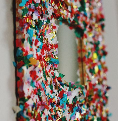 Cake Mirror, Aunt Peaches, Ikea Mirror, Diy Confetti, Mirror Frame Diy, Paper Confetti, Mirror Frame, Diy Mirror, Frame Crafts