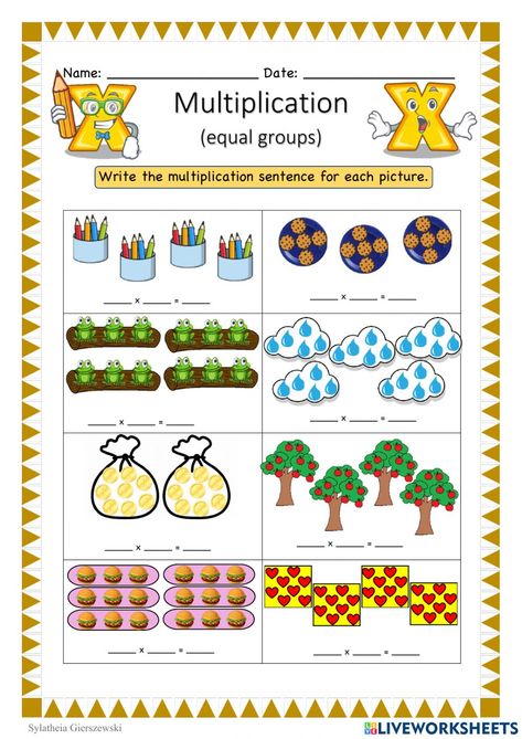 Multiplication Equal Groups, Equal Groups Multiplication, Array Worksheets, Multiplication Arrays, Multiplication Strategies, Classroom Preparation, Alphabet Crafts Preschool, Preschool Workbooks, Multiplication Worksheets