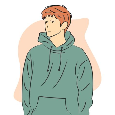 Handsome man character wearing hoodie in... | Premium Vector #Freepik #vector #male #boy-face #guy #man-smile Character Wearing Hoodie, Guy In Hoodie, Man In Hoodie, Hoodie Drawing Reference, Hoodie Vector, Hoodie Illustration, Hoodie Drawing, Hoodie Cartoon, Man Illustration