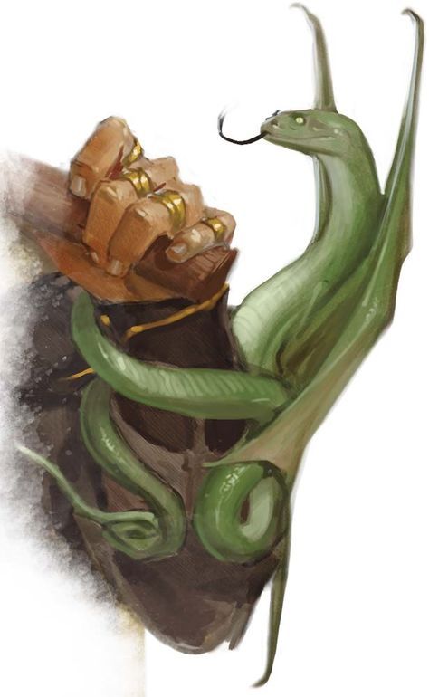 Flying Snake Dnd, Flying Snake Art, Snake Familiar Dnd, Tiny Dragon Art, Amphiptere Dragon, Dnd Snake, Green Dragon Art, Flying Snake, Snake Monster