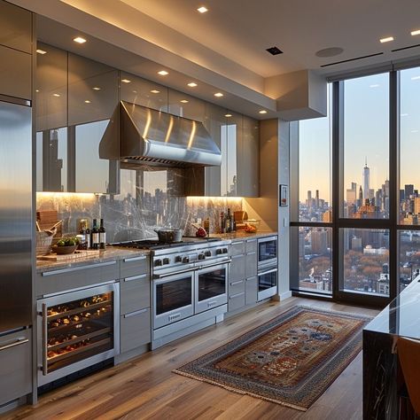 Luxurious Apartment Kitchen, Kitchen Island Stove, City Apartment Kitchen, Very Small Bathroom Ideas, Small Powder Bathroom, Small Powder Bathroom Ideas, Powder Bathroom Ideas, Penthouse Kitchen, New York Apartment