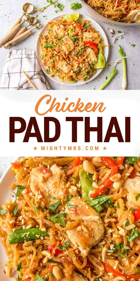 Chicken Pad Thai Casserole, Thai Meals, Noodles Healthy, Chinese Meals, Chicken Pad Thai, Thai Foods, Dinner Rotation, Pad Thai Recipe, Ayurvedic Healing