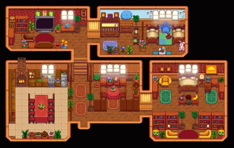 [​IMG] Stardew Valley Inside House, Stardew Valley Farmhouse, Stardew House, Stardew Valley House, Pixel Map, Map House, Stardew Farm, Stardew Farms, Farmhouse Layout