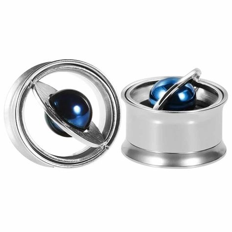 Blue silver Saturn internal thread 316L Surgical Steel Flesh Tunnel Plugs Nostril Stud, Gauges Piercing, Flesh Tunnel, Ear Gauges Plugs, Material Science, Ear Tunnels, Body Jewelry Piercing, Tunnels And Plugs, Gauged Earrings