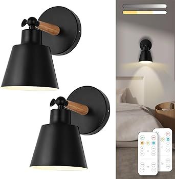 Battery Wall Lights, Gallery Living Room, Lights For Wall, Black Walls Bedroom, Farmhouse Wall Lighting, Lamp Fixtures, Black Sconces, Nightstand Light, Sconces Living Room