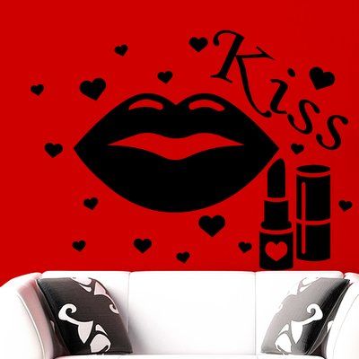 Decal House Lips Make Up Wall Decall Color: Light Red Arrow Wall Decal, Vinyl Home Decor, Colour Violet, Bible Wall Decals, Inspirational Wall Decals, Polka Dot Wall Decals, Gold Decal, Memory Wall, Diamond Wall