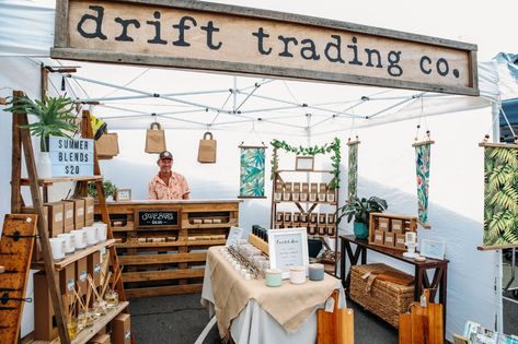 How to Nail Your Stall Presentation :: With Drift Trading Co. - The Village Markets Market Tent Display, Candle Booth Display, Candle Booth, Market Stall Display Ideas, Booth Display Ideas Diy, Market Tent, Market Stall Display, Vendor Ideas, Farmers Market Booth