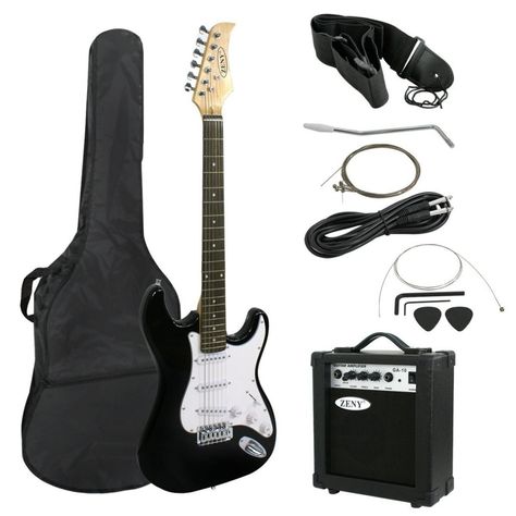 Electric Guitar Kits, Black Electric Guitar, Electric Guitar And Amp, Guitar Cable, Cheap Guitars, Guitar Kids, Guitar Kits, Cool Electric Guitars, Guitar For Beginners