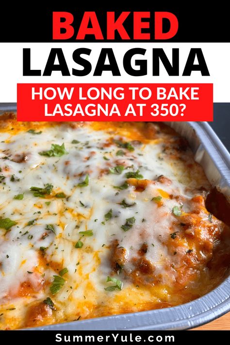 How long to cook lasagna at 350? The baking time for lasagna is 65-70 minutes in an oven set to 350 degrees Fahrenheit (180 degrees Celsius). The lasagna bake time is 50-55 minutes covered with foil, then 15 minutes uncovered to make the cheese nice and melty. Get tips on how long to bake lasagna from frozen, using no boil noodles, using raw meat, and more! Large Lasagna Recipe, How Long To Cook Lasagna In Oven, How Long To Bake Lasagna In Oven, Lasagna Recipe With Oven Ready Noodles, Recipes With Oven Ready Lasagna Noodles, Lasagna Bake Time, Oven Ready Noodle Lasagna Recipe, Lasagna Cook Time, How Long To Cook Lasagna With Oven Ready Noodles