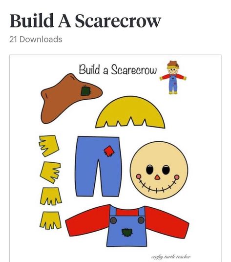 This Learning & School item by CraftyTurtleTeacher has 2 favorites from Etsy shoppers. Ships from United States. Listed on Sep 1, 2024 Build A Scarecrow Printable, Scarecrow Activities Preschool, Scarecrow Crafts Preschool, Build A Scarecrow, Daycare Classroom, Preschool Activities Printable, Bricolage Halloween, Scarecrow Crafts, Fall Classroom Decorations