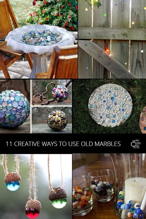 What To Do With Old Marbles - Rustic Crafts & Chic Decor Crafts Using Marbles, Diy With Marbles, Crafts With Marbles Diy, Marble Projects Diy Crafts, Marble Crafts Ideas Projects, Glass Marbles Decoration Ideas, Things To Do With Marbles, Art With Marbles, Crafts With Marbles