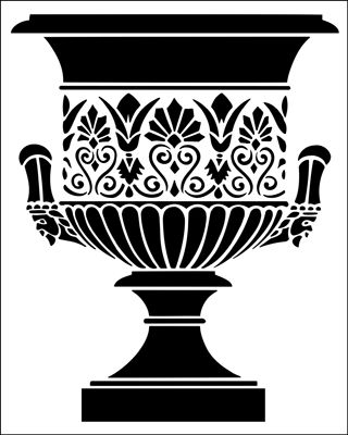 Urn No 4 stencil from The Stencil Library ARCHITECTURE range. Buy stencils online. Stencil code AR69. Uk Architecture, Stencils Online, Dibujo Simple, Greek Pattern, Library Architecture, Ancient Greek Art, Baroque Pattern, Flower Stencil, Stencil Patterns