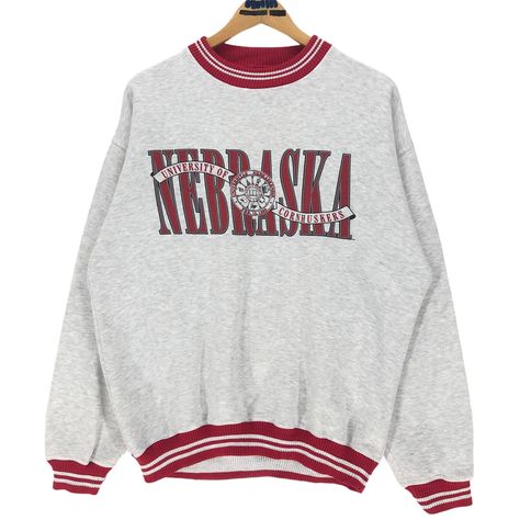 Sweatshirt Inspiration, Cornhuskers Football, Vintage College Sweatshirts, Nebraska Cornhuskers Football, Sorority Sweatshirts, Vintage University, College Shirts, Shirt Design Inspiration, Crewneck Design