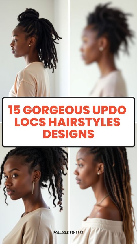 15 Gorgeous Updo Locs Hairstyles Designs Updo Locs Hairstyles, Loc Crown Style, Updo Locs Hairstyles For Women, Locs Hairstyles For Women, Cornrow Hairstyles For School, Loc Updos, Hairstyles Designs, Side Swept Updo, Women With Dreadlocks