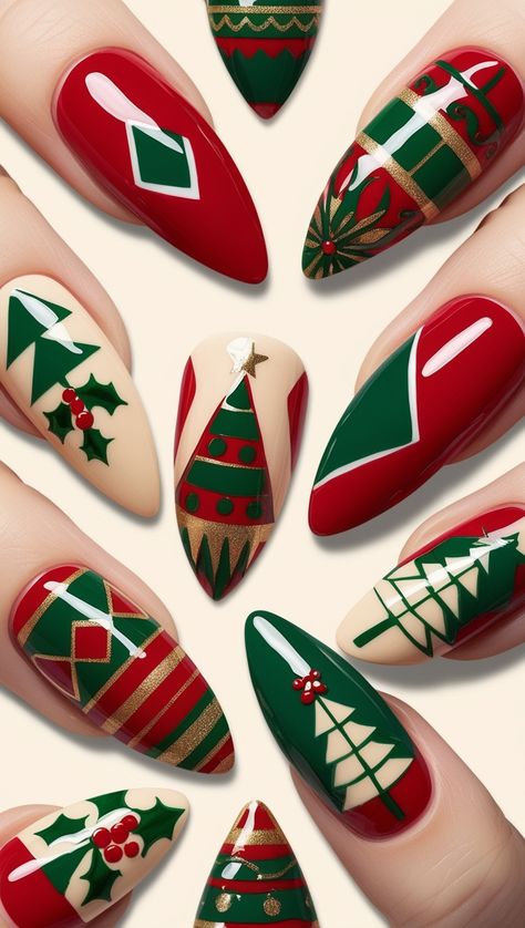 Celebrate Christmas in vintage style with these retro nail designs inspired by classic holiday décor. Fun and nostalgic! #RetroNails #Christmas2024 #VintageHoliday #FestiveNails #HolidayAesthetic Retro Christmas Nails, Retro Nail Designs, Classic Holiday Decor, Retro Nails, Polish Ideas, Festival Nails, Celebrate Christmas, Classic Holiday, Vintage Holiday