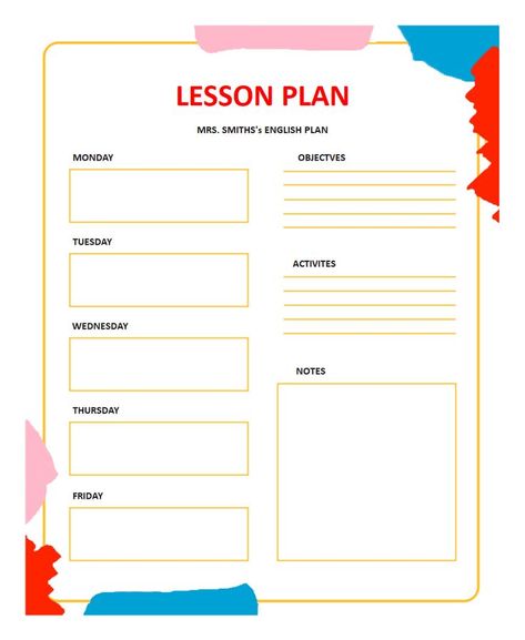 This is a template that integrates the daily plan and the lesson plan. You can record the overall goal of the course on it, and you can plan the daily projects on it by point. Click here and get this template to make your own lesson plan. Lesson Plan Layout, Lesson Plan Template, Plan Layout, Teacher Lesson Plans, Free Lesson Plans, Great Fonts, Daily Plan, Blank Space, Plan Template