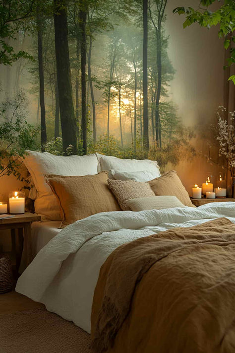 40 Forest Themed Bedroom Ideas with a Modern Twist Forest Themed Bedroom, Forest Bedroom, Simple Bed Designs, Forest Room, Bed Interior, Minimalist Bed, Wooden Bed Design, Bunk Bed Designs, Bed Design Modern