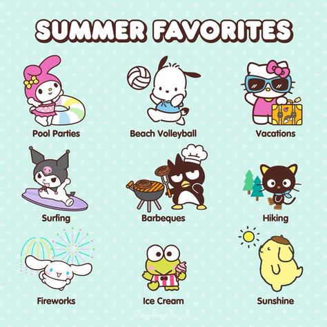 Sanrio on Twitter: "What’s your favorite Summer activity? ☀️🌴🌊 #FirstDayofSummer https://t.co/fRBYJfenyC" / Twitter Walpaper Hello Kitty, Human Anatomy Art, Summer Activity, First Day Of Summer, Summer Pool Party, Sanrio Wallpaper, One Piece Drawing, Cute Kawaii Drawings, Summer Favorites