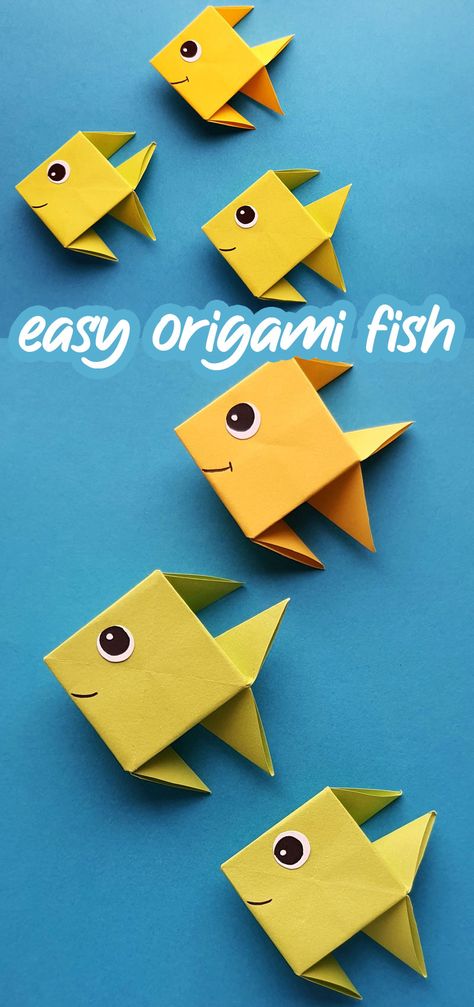 Preschool Origami Craft, How To Do Easy Origami, Simple Origami Kids, Origami For Seniors, Origami Easy Printable Templates, Easy Origami Instructions, Kindergarten Origami Activities, Paper Fish Origami, Simple Origami Animals