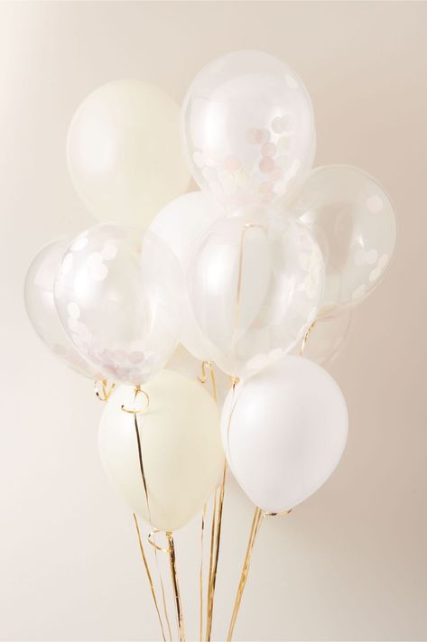 Aesthetic Balloons, Balloons White, Bubblegum Balloons, Happy Birthday Wallpaper, Unique Wedding Decor, Birthday Wallpaper, Party Aesthetic, Paper Confetti, Anthropologie Wedding