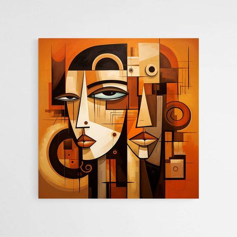 Cubism Art Modern, Figure Composition, Cubism Painting, Picasso Cubism, Abstract Cubism, Abstract Figure Art, Living Room Canvas Art, Abstract Motif, Cubist Art