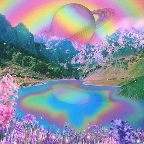 Trippy Rainbow, Rave Aesthetic, About Rainbow, Rainbow Images, Holography, Summer Wall Art, Vaporwave Art, Rainbow Aesthetic, Photo Wall Collage