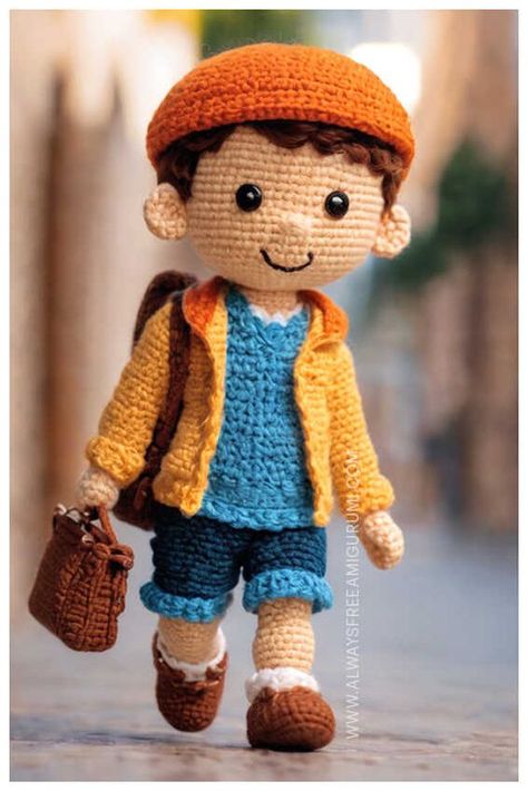 Crochet Boy Amigurumi Free Pattern Jin Butter, Crochet Boys, Boy Crochet Patterns, Crochet Doll Clothes Free Pattern, Baby Doll Pattern, Crochet Dolls Free Patterns, Pola Amigurumi, Crochet Shawls And Wraps, Crochet Shawls