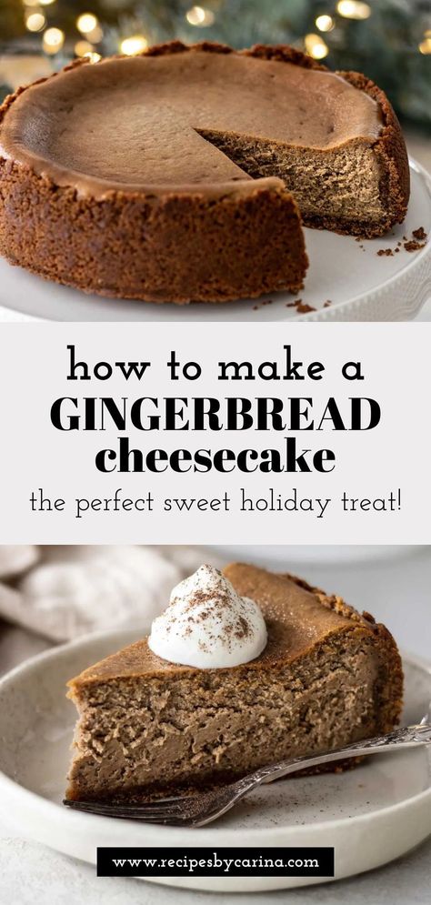 Filled with warming spices and topped with freshly whipped cream this Gingerbread Cheesecake is utterly irritable! Ultimate Cheesecake, Perfect Christmas Dessert, Gingerbread Cheesecake, Christmas Cheesecake, How To Make Gingerbread, Springform Pan Cake, Ginger Biscuits, Homemade Cheesecake, Gingerbread Recipe