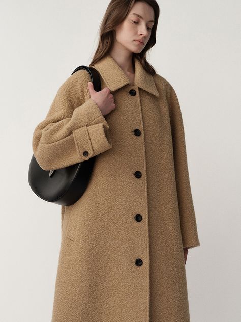 Long Wool Coat Outfit, Wool Coat Outfit, Warm Fall Outfits, Vision Book, Boucle Coat, Outfit Korean, Wool Coat Women, Long Wool Coat, Single Breasted Coat