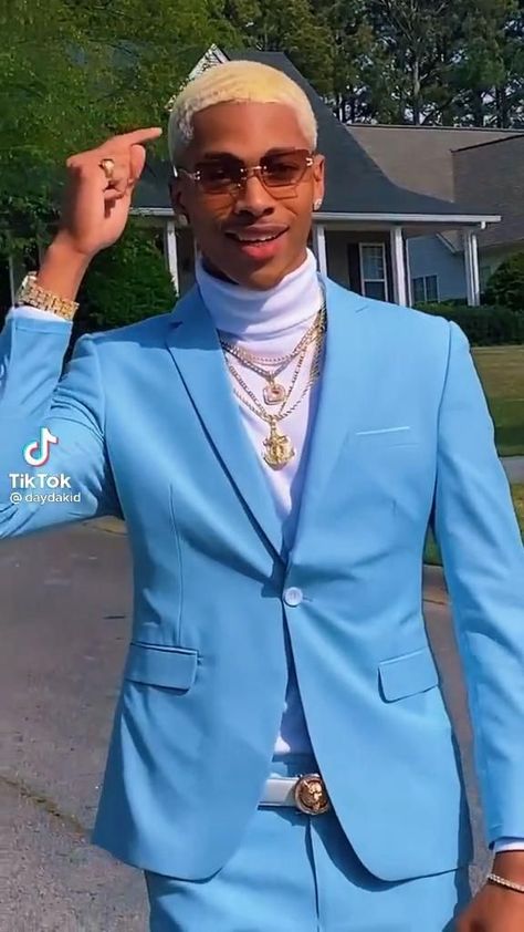 Prom Outfits For Guys Blue, Guys Prom Suits, Prom Suits For Men Blue, Blue Prom Suits For Guys, Prom Looks For Guys, Stylish Suits For Men, Blue Prom Suit, Sky Blue Wedding